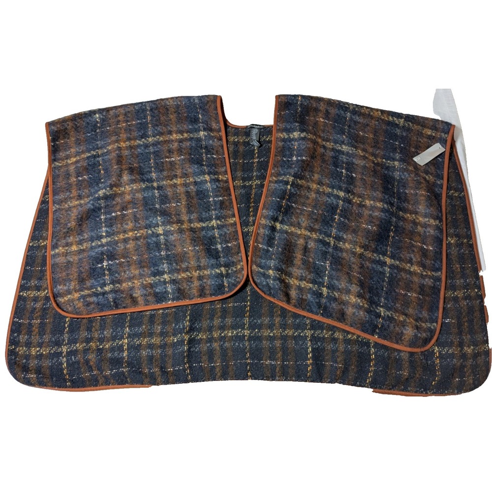CONRAD C COLLECTION Women‎ One Size Brown Plaid ALPACA WOOL Blend Wrap NEW